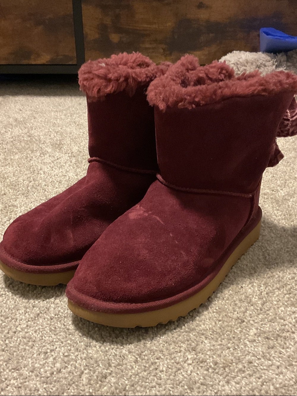 Women's Burgundy Faux-Shearling Ugg Boots